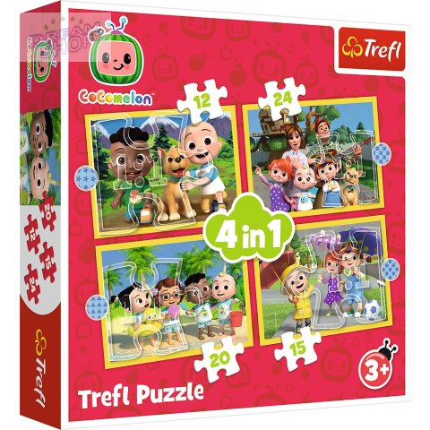 Puzzle - "4w1 (12, 15, 20, 24)" - Cocomelon, Poznaj bohaterów Trefl 34647