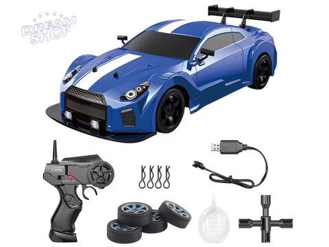 DUŻY Samochód Do Driftu Auto RC Drift 1:16 2,4 GHz PARA DYM 4WD Niebieski Nissan GTR LED DUŻY Samochód Do Driftu Auto RC Drift 1:16 2,4 GHz PARA DYM 4WD Niebieski Nissan GTR LED