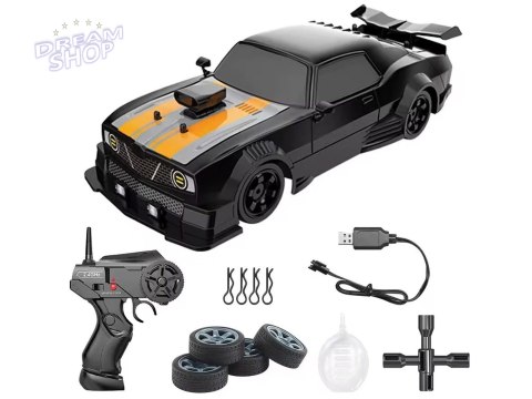 DUŻY Samochód Do Driftu Auto RC Drift 1:16 2,4 GHz PARA DYM Czarny Dodge 4WD LED DUŻY Samochód Do Driftu Auto RC Drift 1:16 2,4 GHz PARA DYM Czarny Dodge 4WD LED