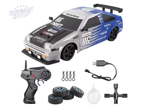 DUŻY Samochód Do Driftu Auto RC Drift 1:16 2,4 GHz PARA DYM Srebrna Toyota 4WD LED DUŻY Samochód Do Driftu Auto RC Drift 1:16 2,4 GHz PARA DYM Srebrna Toyota 4WD LED
