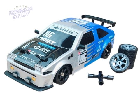 DUŻY Samochód Do Driftu Auto RC Drift 1:16 2,4 GHz PARA DYM Srebrna Toyota 4WD LED DUŻY Samochód Do Driftu Auto RC Drift 1:16 2,4 GHz PARA DYM Srebrna Toyota 4WD LED