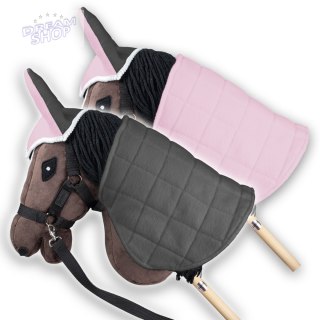 Derka dwustronna i nauszniki Skippi dla Hobby Horse - różowa i szara
