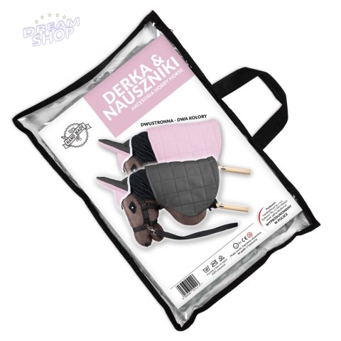 Derka dwustronna i nauszniki Skippi dla Hobby Horse - różowa i szara Derka dwustronna i nauszniki Skippi dla Hobby Horse - różowa i szara
