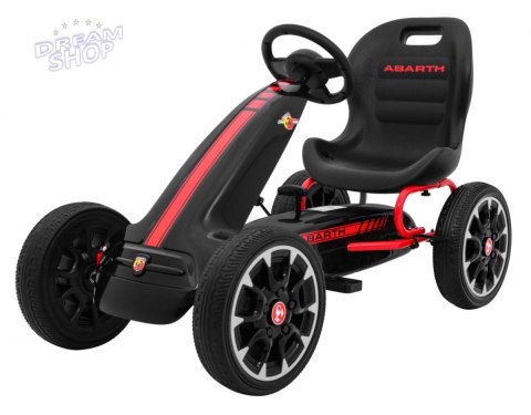 Gokart ABARTH na pedały dla dzieci Czarny + Koła EVA + Hamulec ręczny + Wolny bieg Gokart ABARTH na pedały dla dzieci Czarny + Koła EVA + Hamulec ręczny + Wolny bieg