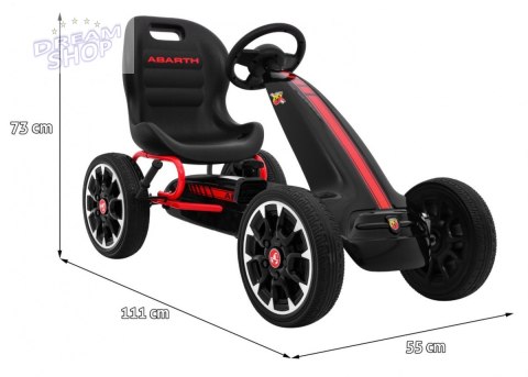 Gokart ABARTH na pedały dla dzieci Czarny + Koła EVA + Hamulec ręczny + Wolny bieg Gokart ABARTH na pedały dla dzieci Czarny + Koła EVA + Hamulec ręczny + Wolny bieg