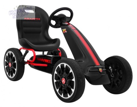 Gokart ABARTH na pedały dla dzieci Czarny + Koła EVA + Hamulec ręczny + Wolny bieg Gokart ABARTH na pedały dla dzieci Czarny + Koła EVA + Hamulec ręczny + Wolny bieg