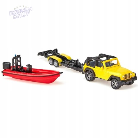 Siku Jeep samochód z łodzią na naczepie model metal S1658 Siku Jeep samochód z łodzią na naczepie model metal S1658