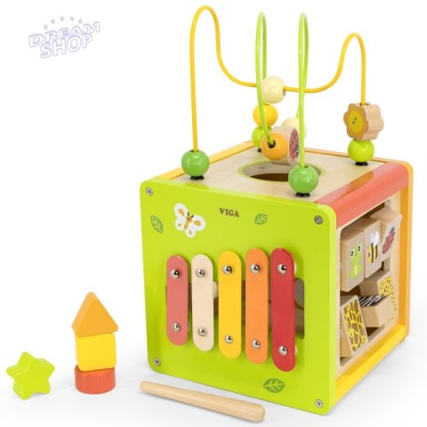 VIGA Drewniana Kostka Edukacyjna 5w1 VIGA Drewniana Kostka Edukacyjna 5w1