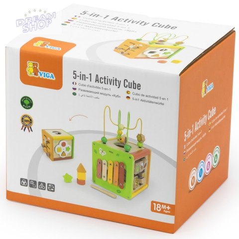 VIGA Drewniana Kostka Edukacyjna 5w1 VIGA Drewniana Kostka Edukacyjna 5w1
