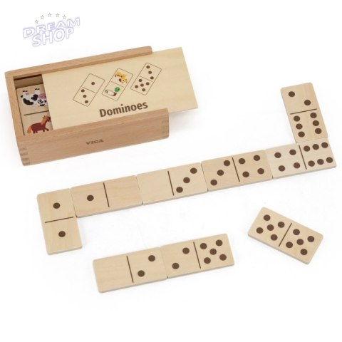 VIGA Drewniane Domino 2w1 Zwierzęta i Liczby
