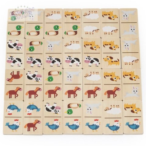 VIGA Drewniane Domino 2w1 Zwierzęta i Liczby