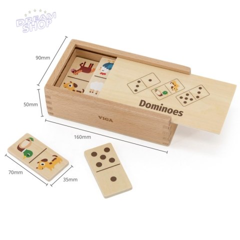 VIGA Drewniane Domino 2w1 Zwierzęta i Liczby