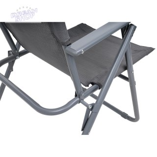 KRZESŁO TURYSTYCZNE Z PODŁOKIETNIKAMI 65X45X102CM SKŁADANE CIEMNO SZARE ENERO CAMP