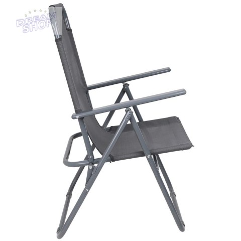 KRZESŁO TURYSTYCZNE Z PODŁOKIETNIKAMI 65X45X102CM SKŁADANE CIEMNO SZARE ENERO CAMP