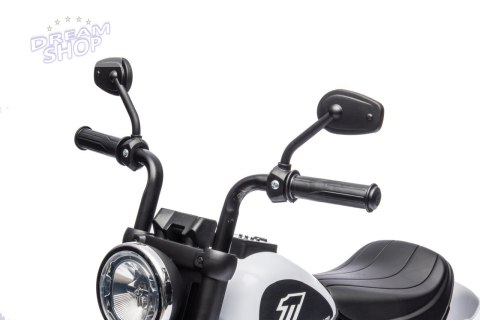 Motorek Chopper FASTER na akumulator dla dzieci Biały + Radio FM + Panel audio + LED Motorek Chopper FASTER na akumulator dla dzieci Biały + Radio FM + Panel audio + LED