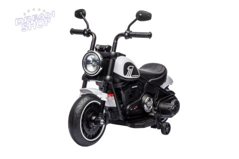 Motorek Chopper FASTER na akumulator dla dzieci Biały + Radio FM + Panel audio + LED Motorek Chopper FASTER na akumulator dla dzieci Biały + Radio FM + Panel audio + LED