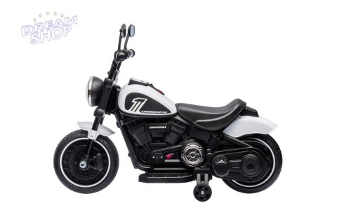 Motorek Chopper FASTER na akumulator dla dzieci Biały + Radio FM + Panel audio + LED Motorek Chopper FASTER na akumulator dla dzieci Biały + Radio FM + Panel audio + LED