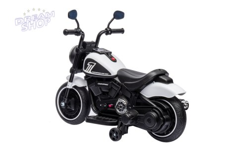 Motorek Chopper FASTER na akumulator dla dzieci Biały + Radio FM + Panel audio + LED Motorek Chopper FASTER na akumulator dla dzieci Biały + Radio FM + Panel audio + LED