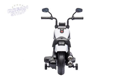 Motorek Chopper FASTER na akumulator dla dzieci Biały + Radio FM + Panel audio + LED Motorek Chopper FASTER na akumulator dla dzieci Biały + Radio FM + Panel audio + LED