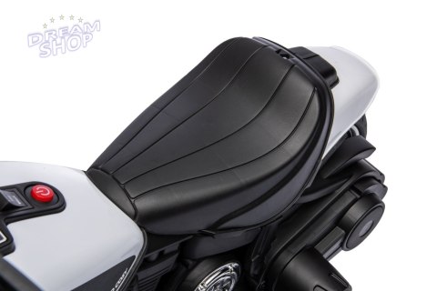 Motorek Chopper FASTER na akumulator dla dzieci Biały + Radio FM + Panel audio + LED Motorek Chopper FASTER na akumulator dla dzieci Biały + Radio FM + Panel audio + LED