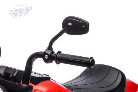 Motorek Chopper FASTER na akumulator dla dzieci Czerwony + Radio FM + Panel audio + LED Motorek Chopper FASTER na akumulator dla dzieci Czerwony + Radio FM + Panel audio + LED