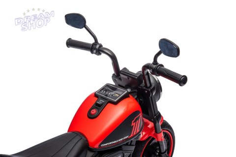 Motorek Chopper FASTER na akumulator dla dzieci Czerwony + Radio FM + Panel audio + LED Motorek Chopper FASTER na akumulator dla dzieci Czerwony + Radio FM + Panel audio + LED