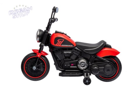 Motorek Chopper FASTER na akumulator dla dzieci Czerwony + Radio FM + Panel audio + LED Motorek Chopper FASTER na akumulator dla dzieci Czerwony + Radio FM + Panel audio + LED
