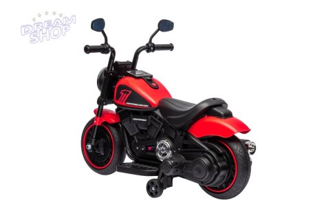 Motorek Chopper FASTER na akumulator dla dzieci Czerwony + Radio FM + Panel audio + LED Motorek Chopper FASTER na akumulator dla dzieci Czerwony + Radio FM + Panel audio + LED