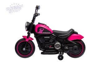 Motorek Chopper FASTER na akumulator dla dzieci Różowy + Radio FM + Panel audio + LED