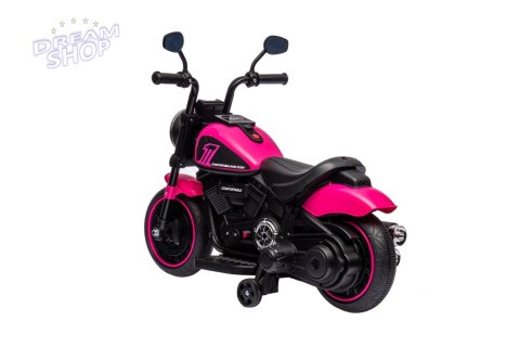 Motorek Chopper FASTER na akumulator dla dzieci Różowy + Radio FM + Panel audio + LED Motorek Chopper FASTER na akumulator dla dzieci Różowy + Radio FM + Panel audio + LED