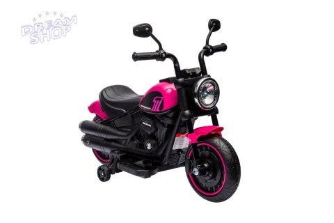 Motorek Chopper FASTER na akumulator dla dzieci Różowy + Radio FM + Panel audio + LED Motorek Chopper FASTER na akumulator dla dzieci Różowy + Radio FM + Panel audio + LED