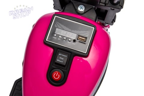 Motorek Chopper FASTER na akumulator dla dzieci Różowy + Radio FM + Panel audio + LED Motorek Chopper FASTER na akumulator dla dzieci Różowy + Radio FM + Panel audio + LED