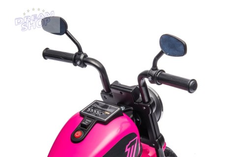 Motorek Chopper FASTER na akumulator dla dzieci Różowy + Radio FM + Panel audio + LED Motorek Chopper FASTER na akumulator dla dzieci Różowy + Radio FM + Panel audio + LED