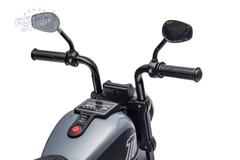 Motorek Chopper FASTER na akumulator dla dzieci Szary + Radio FM + Panel audio + LED Motorek Chopper FASTER na akumulator dla dzieci Szary + Radio FM + Panel audio + LED