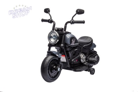 Motorek Chopper FASTER na akumulator dla dzieci Szary + Radio FM + Panel audio + LED Motorek Chopper FASTER na akumulator dla dzieci Szary + Radio FM + Panel audio + LED