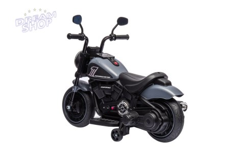 Motorek Chopper FASTER na akumulator dla dzieci Szary + Radio FM + Panel audio + LED Motorek Chopper FASTER na akumulator dla dzieci Szary + Radio FM + Panel audio + LED