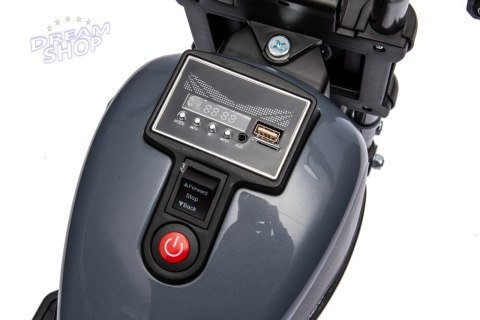 Motorek Chopper FASTER na akumulator dla dzieci Szary + Radio FM + Panel audio + LED Motorek Chopper FASTER na akumulator dla dzieci Szary + Radio FM + Panel audio + LED