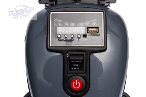 Motorek Chopper FASTER na akumulator dla dzieci Szary + Radio FM + Panel audio + LED Motorek Chopper FASTER na akumulator dla dzieci Szary + Radio FM + Panel audio + LED
