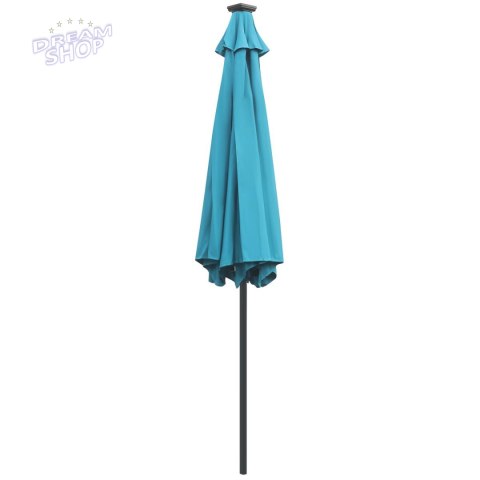 PARASOL OGRODOWY Z OŚWIETLENIEM ŻARÓWKI LED 270CM TURKUSOWY