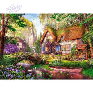 Puzzle- 1000 Premium Plus - Tea Time: Urocza chatka w lesie Trefl 10804
