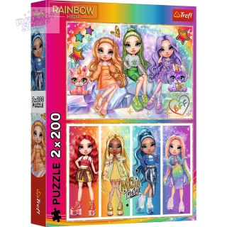 Puzzle - 2x200 - Tęczowe lalki / MGA Rainbow high Trefl 13335