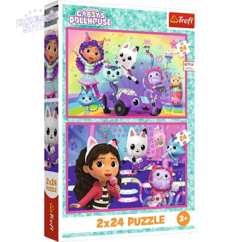 Puzzle - 2x24 - Zabawy z Gabby - Universal Gabbys Dollhouse Trefl 34433