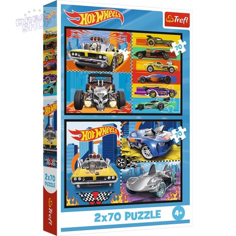 Puzzle - 2x70 - Samochodziki - Hot Wheels Trefl 34442 Puzzle - 2x70 - Samochodziki - Hot Wheels Trefl 34442