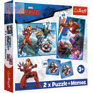 Puzzle - 2w1 + memos - Bohaterowie w akcji / Disney Marvel The Avengers Trefl 93333