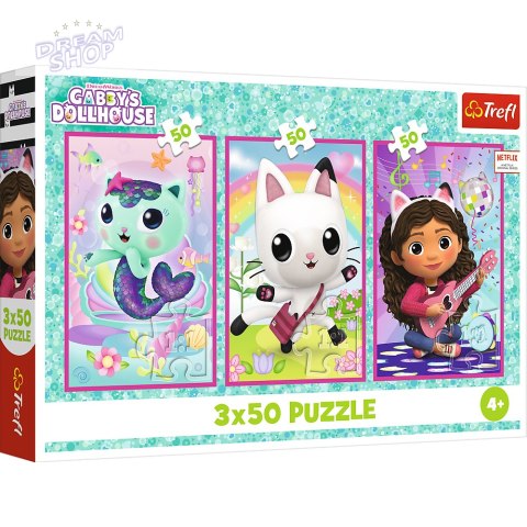 Puzzle - 3x50 - Poznajcie Gabby i kotki - Universal Gabbys Dollhouse Trefl 34876