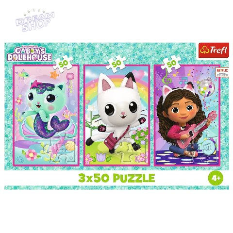 Puzzle - 3x50 - Poznajcie Gabby i kotki - Universal Gabbys Dollhouse Trefl 34876