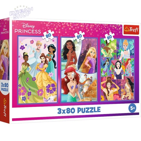 Puzzle - 3x80 - Księżniczki przyjaciółki - Disney Princess Trefl 34884 Puzzle - 3x80 - Księżniczki przyjaciółki - Disney Princess Trefl 34884