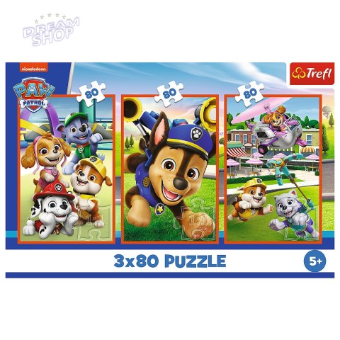 Puzzle - 3x80 - Psia zgraja Psi Patrol Trefl 34886