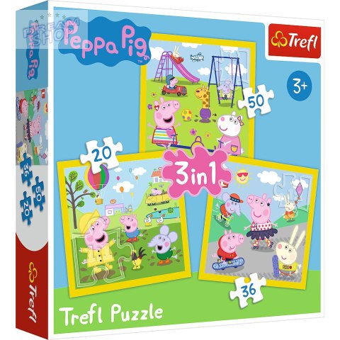 Puzzle - 3w1 - Wesoły dzień Peppy - Peppa Pig Trefl 34849