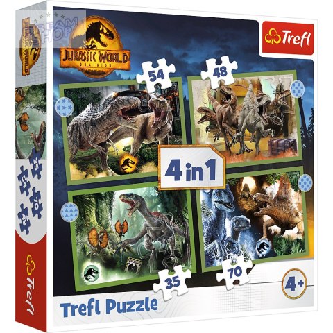 Puzzle - 4w1 - Groźne dinozaury - Universal Jurassic World Trefl 34607